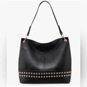 Montana West Black Shoulder Bag with Gold Accents.NWT.